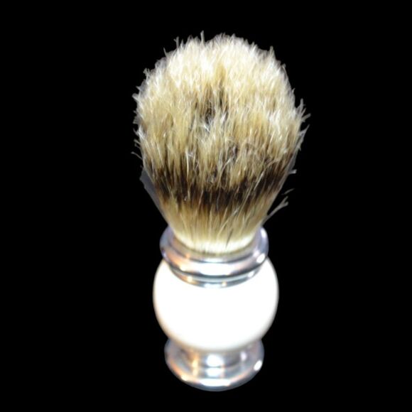 Unbranded Other - Shaving Brush White Enamel With Chrome Trim Bath Decor Accessories